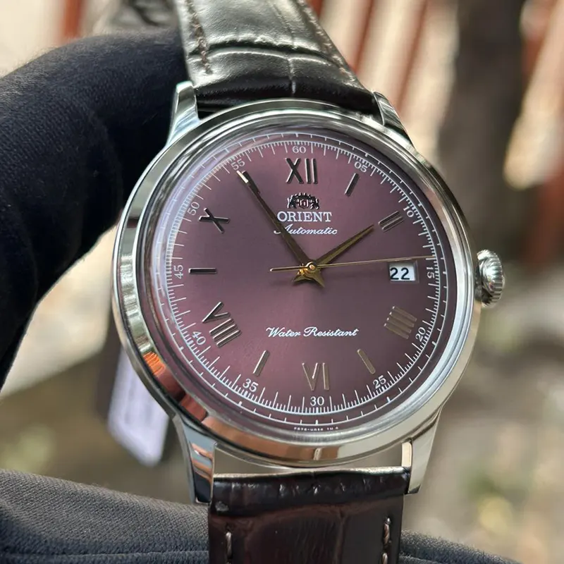 Orient Bambino Version II Bordeaux Dial Leather Men's Watch- RA-AC0026R